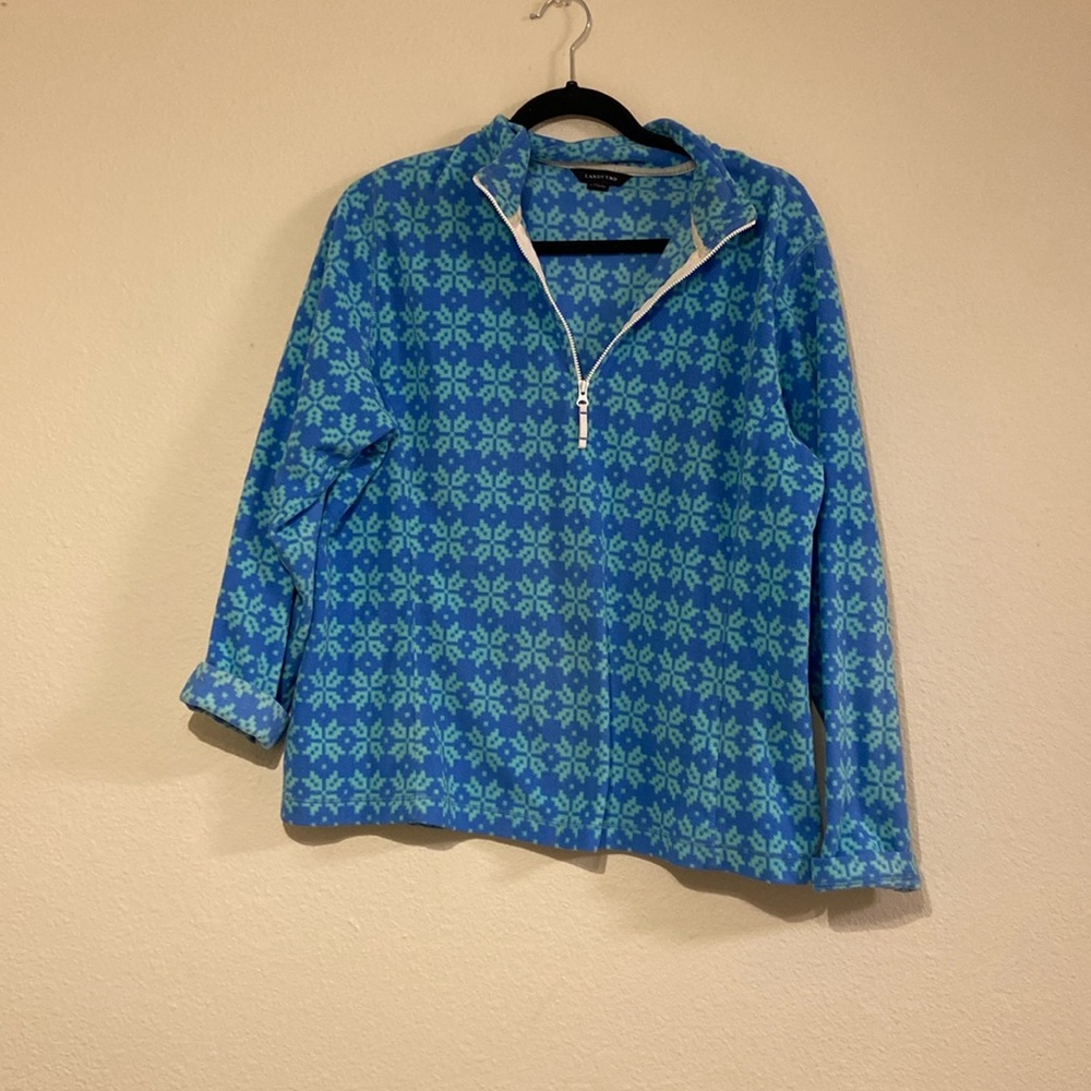 Lands End SnowFlakes Fleece Quarter Zip